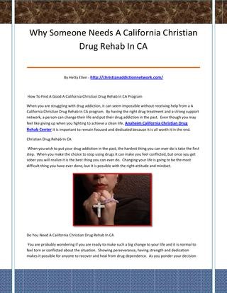 Christian 
  Addiction Recovery Centers